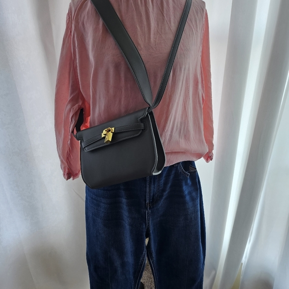 Vtg Michael Leu Pink Top M Structured Twist Lock Box Handbag Bag & Jeans 12 - Picture 1 of 16